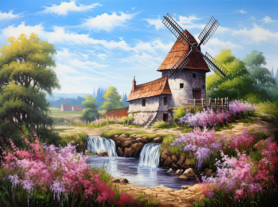 Windmühle im Frühling - CALVENDO Foto-Puzzle'