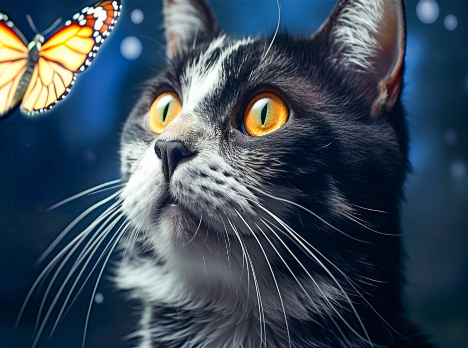 Ein Motiv aus dem Kalender Die Katze und der Schmetterling - CALVENDO Foto-Puzzle'