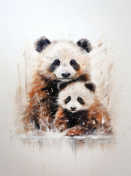 Knuddelige Pandarfamilie in Acrylfarbe - CALVENDO Foto-Puzzle'