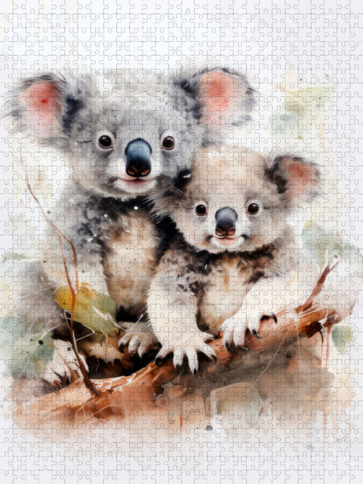 Knuddelige Koalafamilie in Acrylfarbe - CALVENDO Foto-Puzzle'