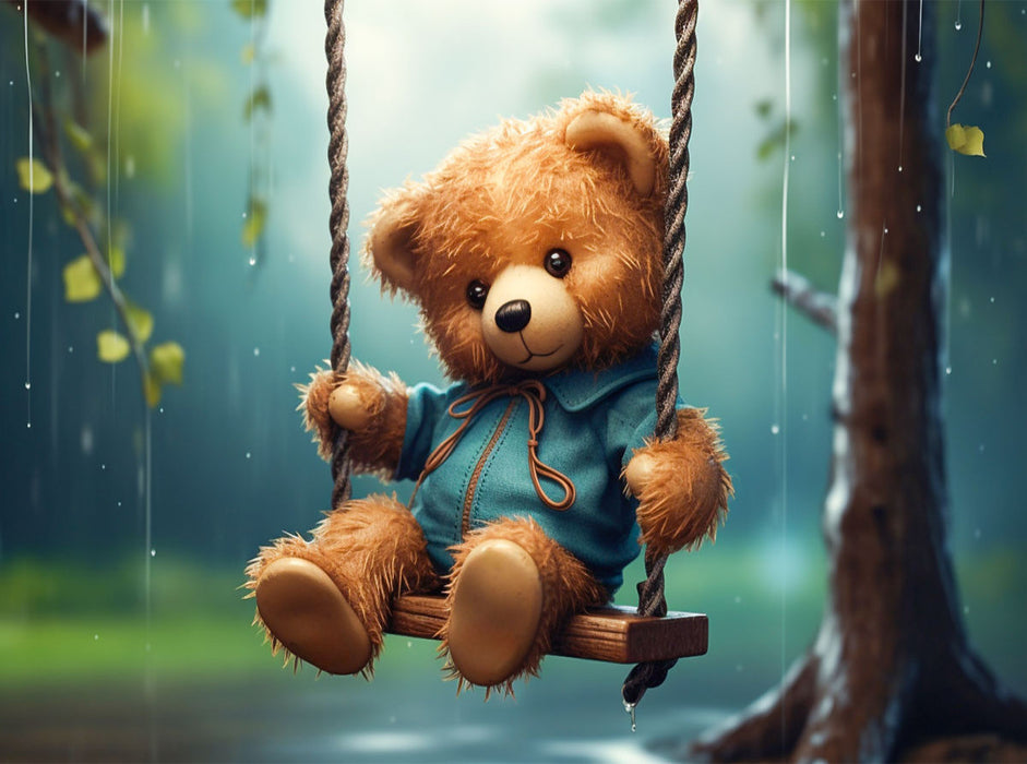 Teddybär auf der Schaukel - CALVENDO Foto-Puzzle'