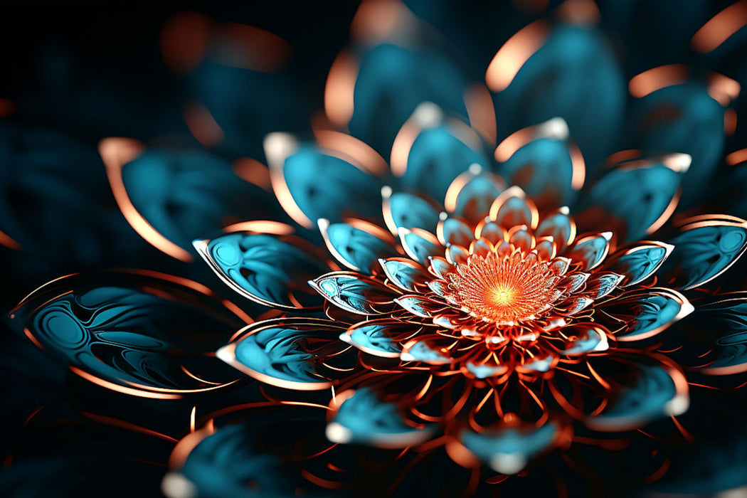 Premium Textil-Leinwand Fibonacci in einer Blüte in 3D Fraktal