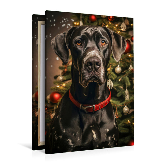 Premium Textil-Leinwand Deutsche Dogge, es weihnachtet