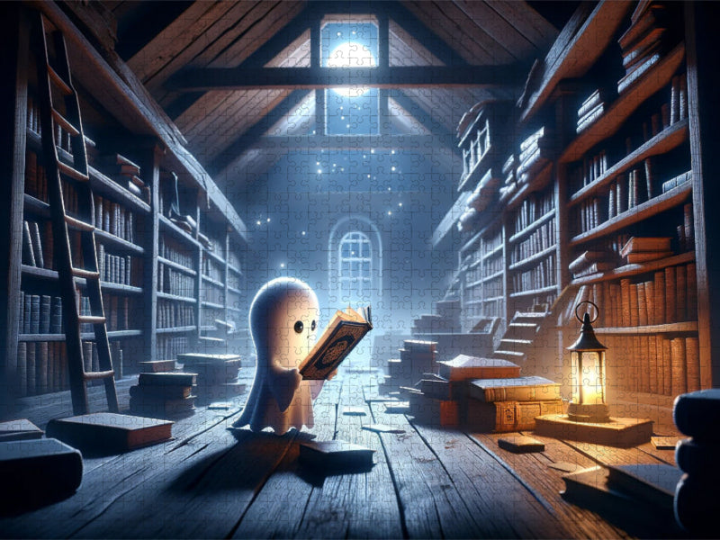 Le petit fantôme découvre un livre magique - Puzzle photo CALVENDO' 