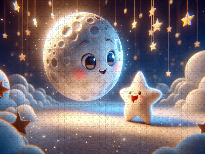 Mondgespräche: Der kleine Stern und der Mond - CALVENDO Foto-Puzzle'