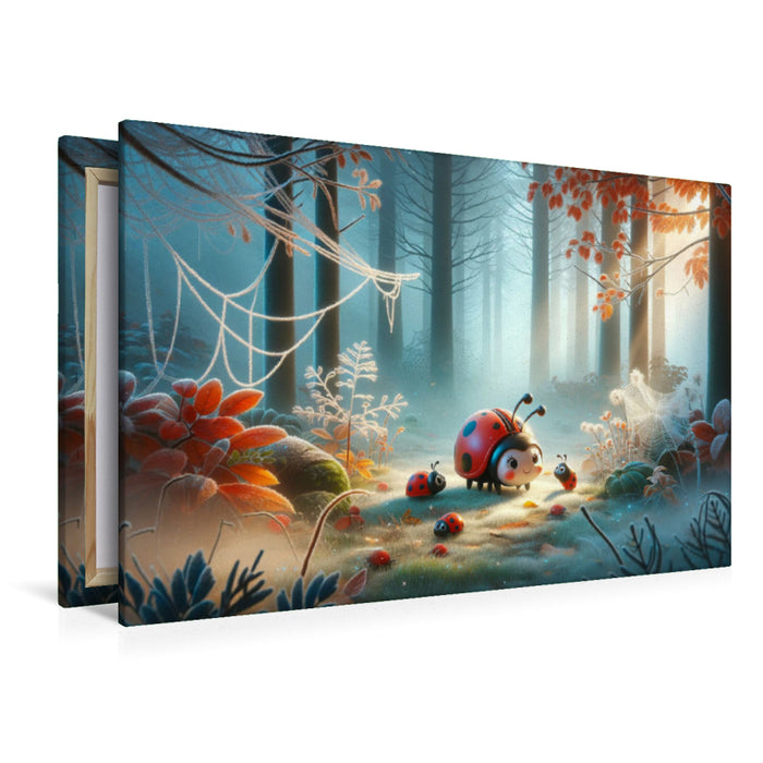 Premium Textil-Leinwand Spiel im nebeligen Herbstwald