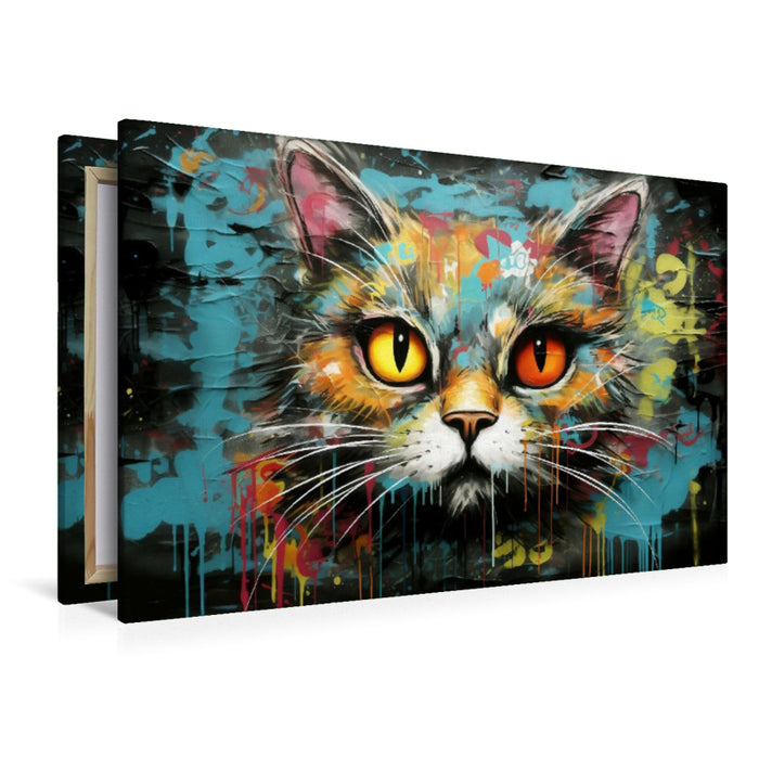 Premium Textil-Leinwand Ein Motiv aus dem Kalender "Graffiti Katzen"