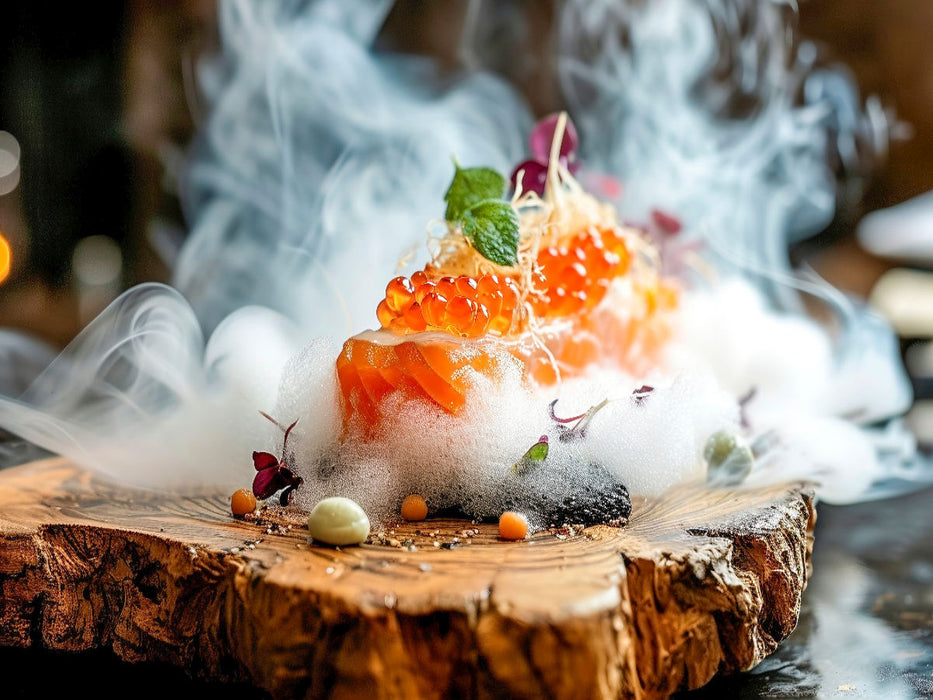 Molekulare Küche, Lachsfilet mit Grapefruit - Kaviar in einem Bett aus Salzluftschaum - CALVENDO Foto-Puzzle'