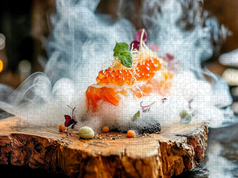 Molekulare Küche, Lachsfilet mit Grapefruit - Kaviar in einem Bett aus Salzluftschaum - CALVENDO Foto-Puzzle'