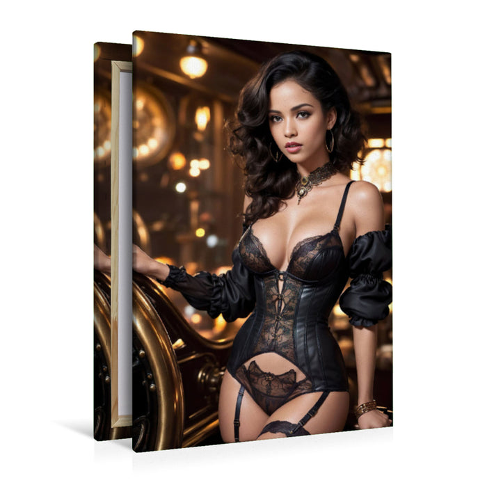 Premium Textil-Leinwand Sexy Steampunk Girl Aurelia Steamwell