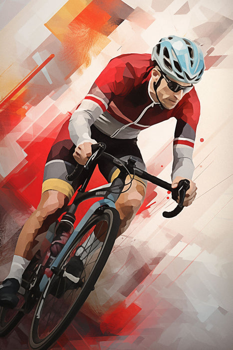 rennrad leinwand Premium Textil-Leinwand Rote Dynamik: Abstrakter Rennradrausch in Schw — calvendoverlag