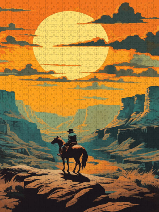 Canyon der Freiheit: Ein Cowboy im Abendrot - CALVENDO Foto-Puzzle'