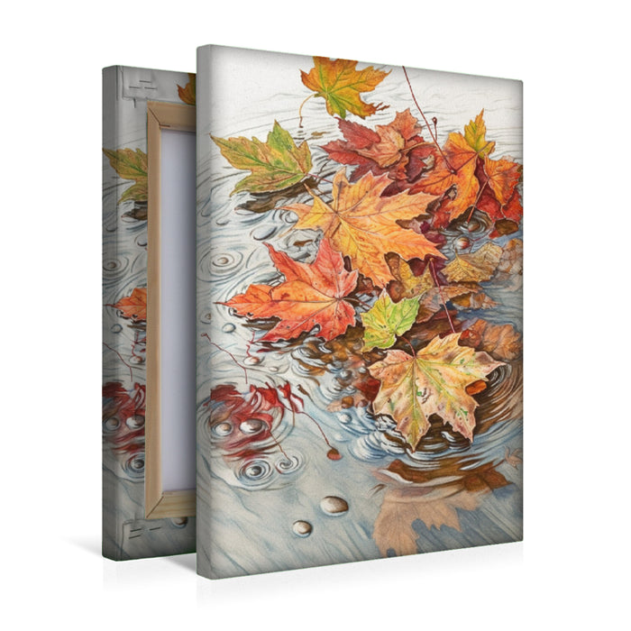 Premium Textil-Leinwand Herbstblätter