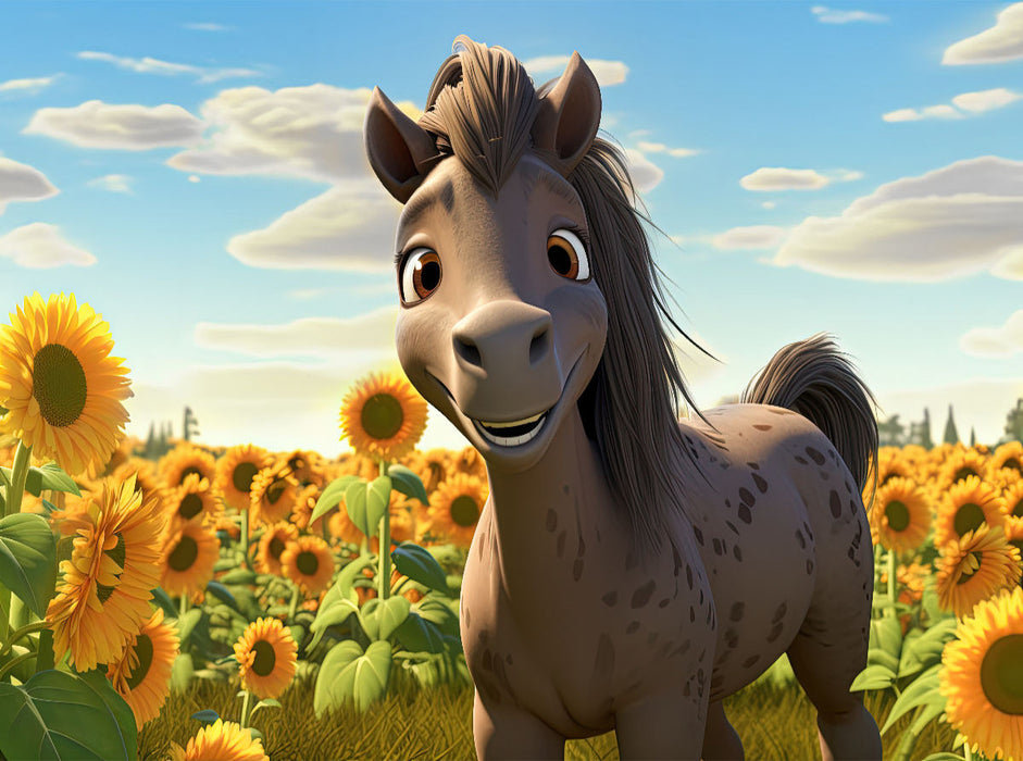 Pony Lorenzo liebt Sonnenblumen - CALVENDO Foto-Puzzle'