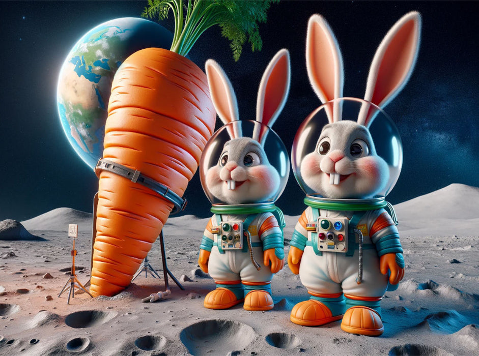 Kaninchenabenteuer auf dem Mond - CALVENDO Foto-Puzzle'