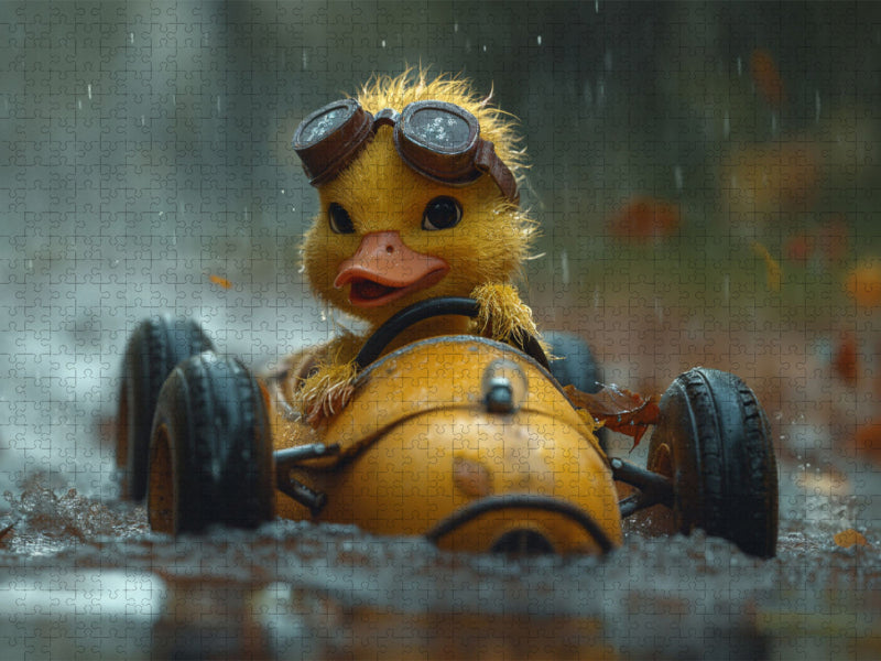 Course de canards sous la douche à effet de pluie - Puzzle photo CALVENDO' 