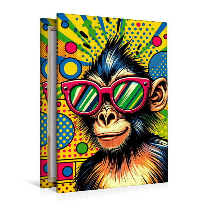 Premium Textil-Leinwand Affe mit Stil - Pop Art