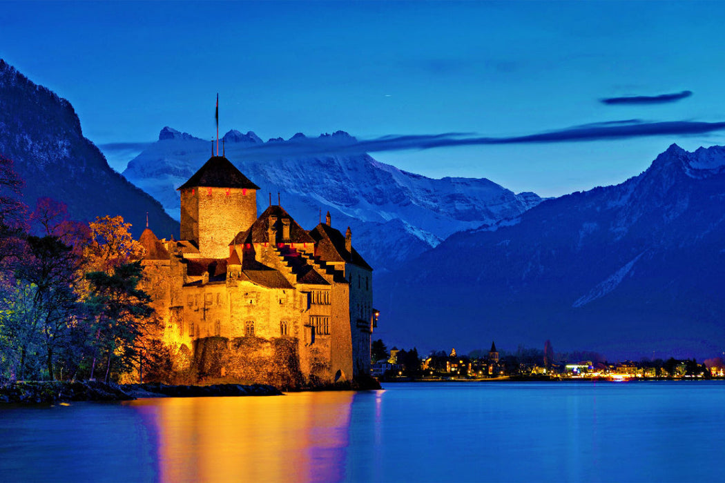 Premium Textil-Leinwand Ein Motiv aus dem Kalender Montreux - ein Juwel am Ufer des Genfersees