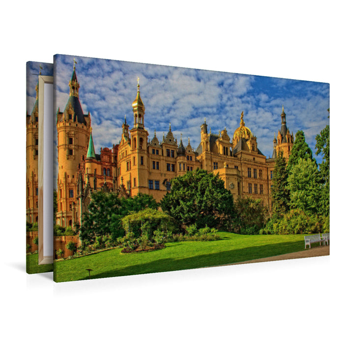 Premium Textil-Leinwand Schloss Schwerin