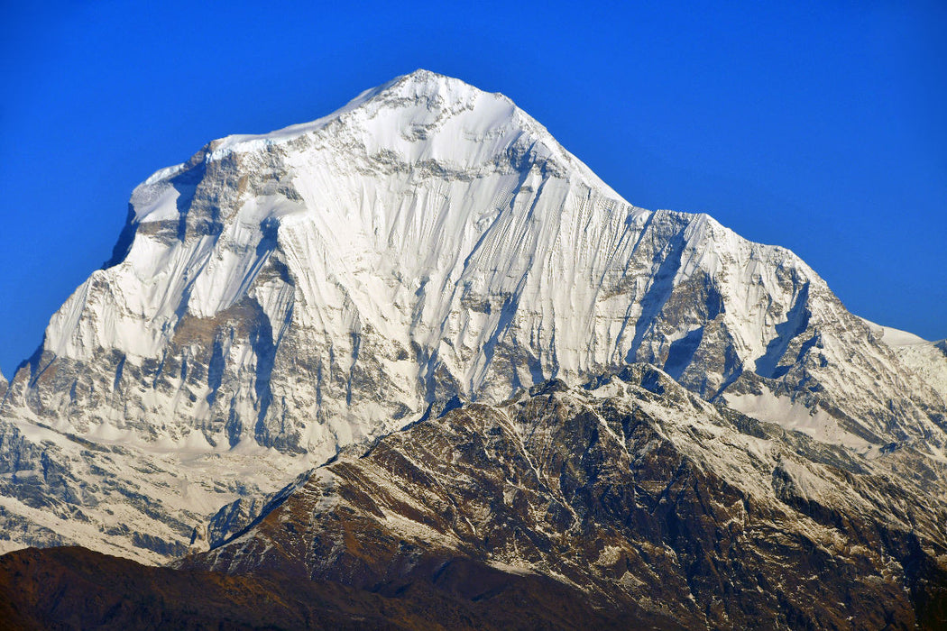 Premium Textil-Leinwand Blick vom Poon Hill (3210 m) auf den Himalayariesen Dhaulagiri (8167 m)