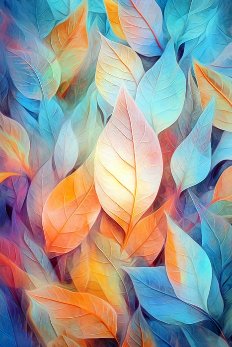 Premium Textil-Leinwand Blätter in Farben