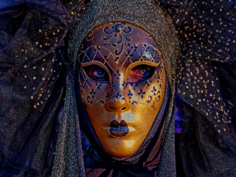 quatre-vingt-dix degrés I photoart: Venezia Carnevale, Carnaval de Venise I La femme au masque d'or - puzzle photo CALVENDO' 