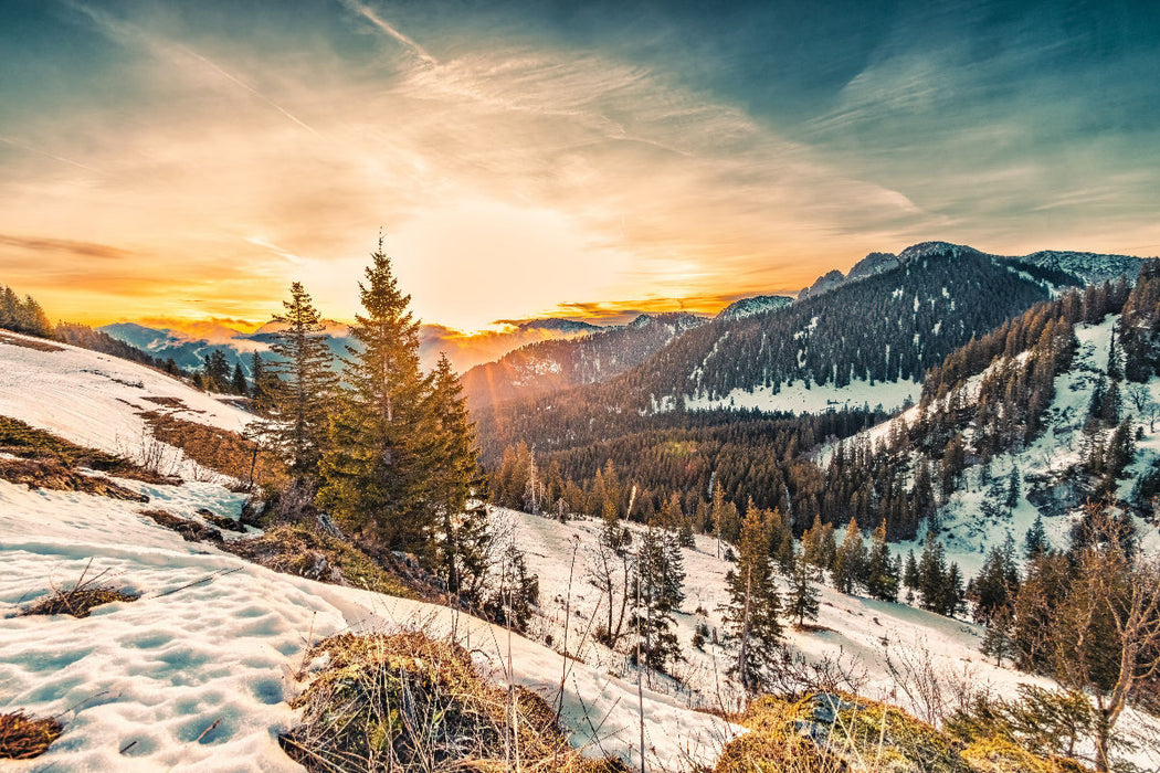 Premium Textil-Leinwand Bergblick am Wallberg