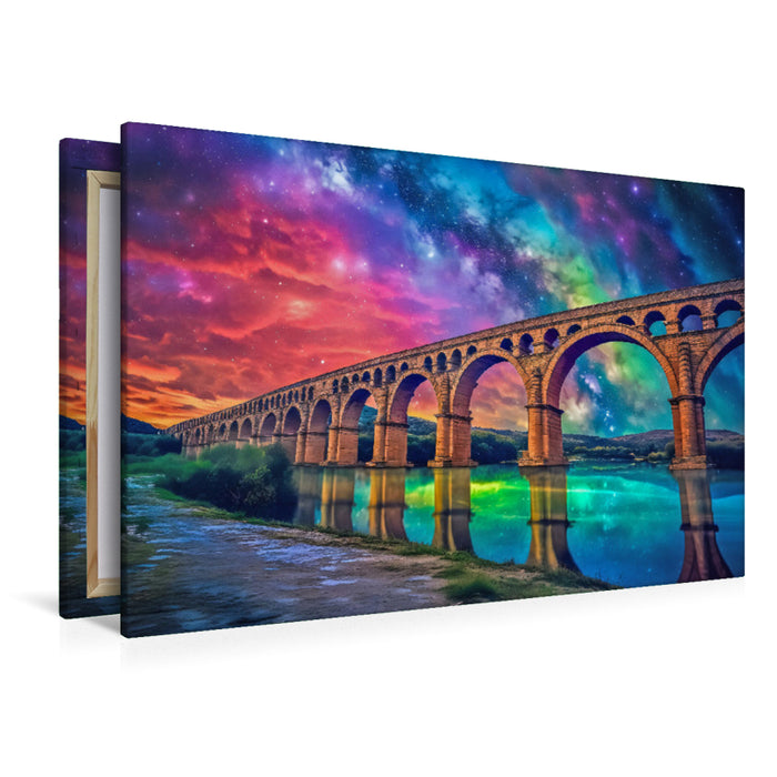 Premium Textil-Leinwand Pont Du Gard Brücke, Frankreich