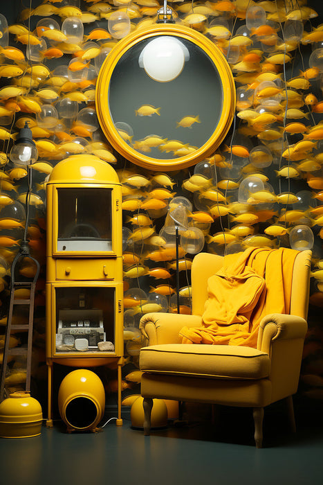 Premium Textil-Leinwand Gelbe Fische