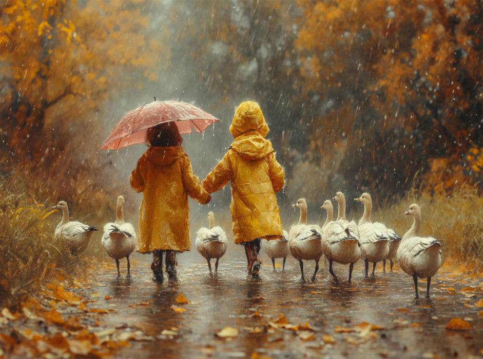 Herbstlicher Regenspaziergang - CALVENDO Foto-Puzzle'