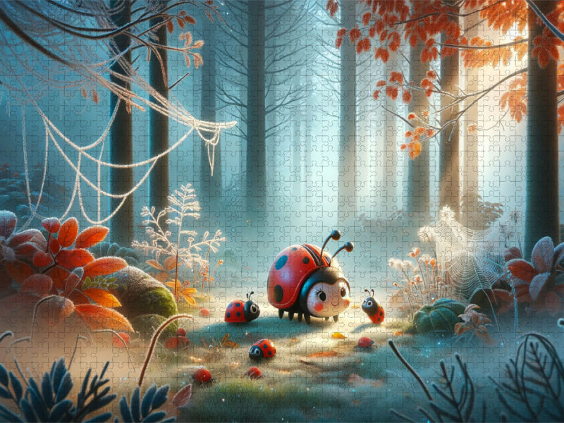 Jeu dans la forêt brumeuse d'automne - Puzzle photo CALVENDO' 