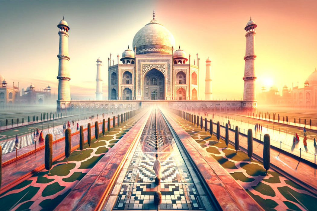 Premium Textil-Leinwand Taj Mahal - Monument der ewigen Liebe (Neues Weltwunder) in Indien