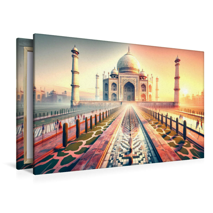Premium Textil-Leinwand Taj Mahal - Monument der ewigen Liebe (Neues Weltwunder) in Indien