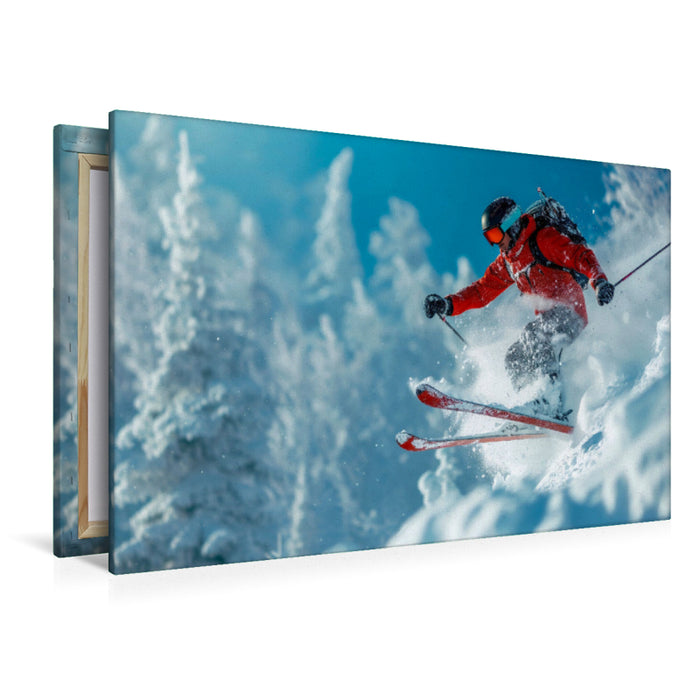 Premium Textil-Leinwand Skifahren, Skiflieger