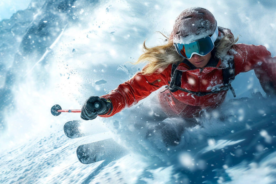Premium Textil-Leinwand Skifahren, es gibt nichts Schöneres