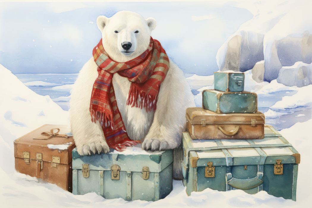 Premium Textil-Leinwand Eisbär Eiks Reisebeginn am Nordpol