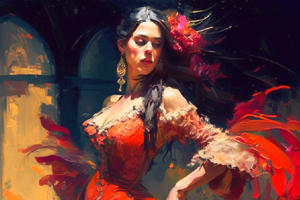 Premium Textil-Leinwand Flamencoschönheit