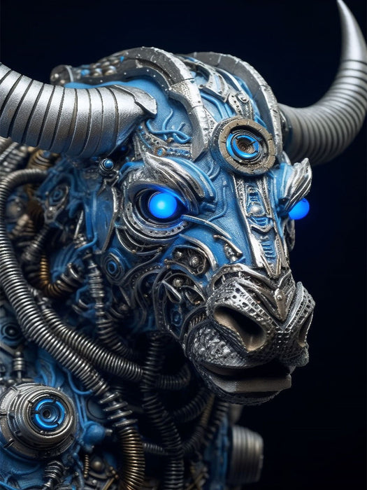 Büffel - ein Cyborg Tier in Verbindung mit Elementen des Steampunk - CALVENDO Foto-Puzzle'