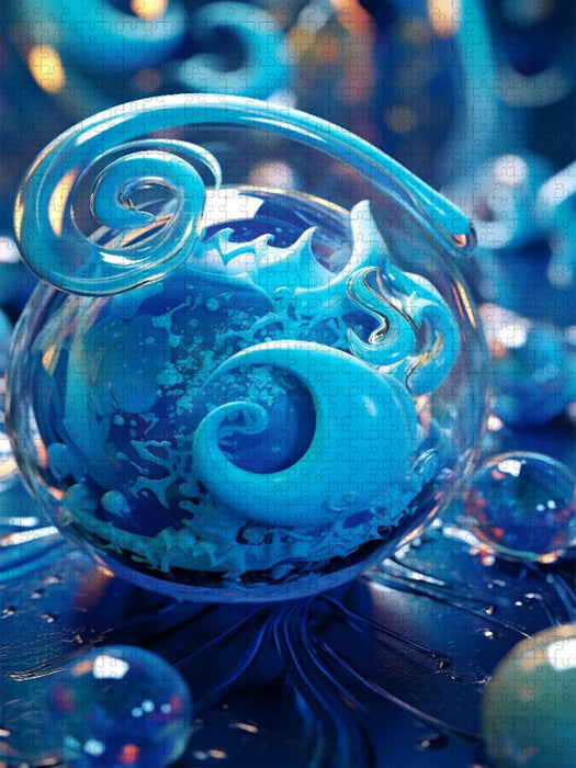 Organische Form aus Glas wie ein blauer Ball - CALVENDO Foto-Puzzle'