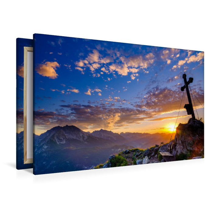 Premium Textil-Leinwand Sonnenuntergang im Nationalpark Berchtesgaden