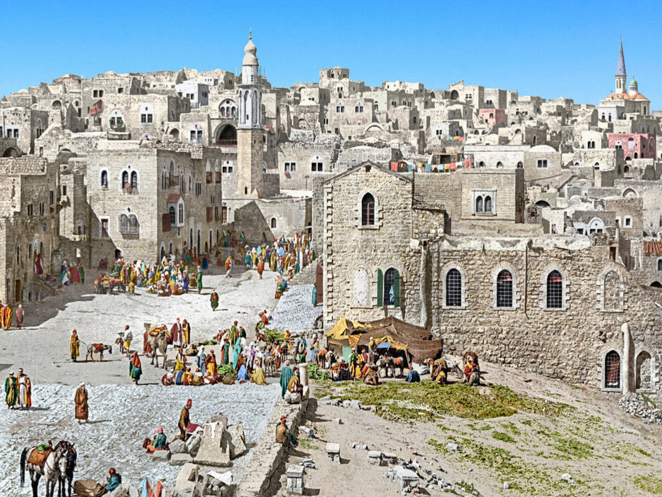 Heiliges Land – Bethlehem – Marktplatz um 1900 - CALVENDO Foto-Puzzle'