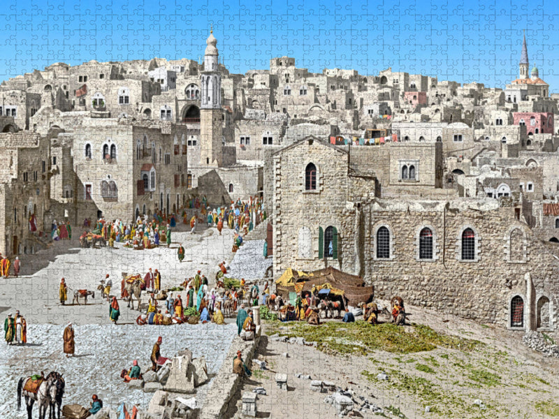 Heiliges Land – Bethlehem – Marktplatz um 1900 - CALVENDO Foto-Puzzle'