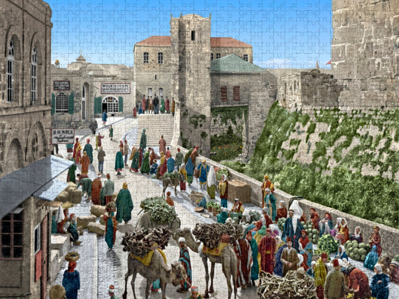 Jerusalem – Der Basar in der Straße des Turms von David um 1900 - CALVENDO Foto-Puzzle'