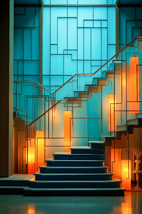Premium Textil-Leinwand Treppenhäuser - wahres Lichtspiel