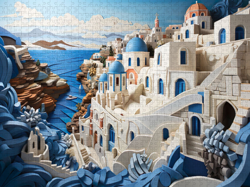 Santorini in Papierschichtkunst - CALVENDO Foto-Puzzle'