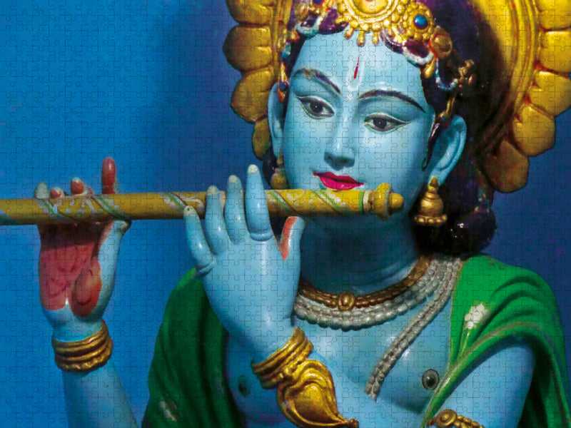 Dieu Krishna jouant de la flûte, Ananda, Inde - Puzzle photo CALVENDO' 