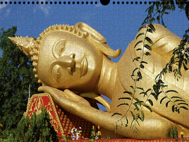 Liegender Buddha, Vientiane, Laos - CALVENDO Foto-Puzzle'