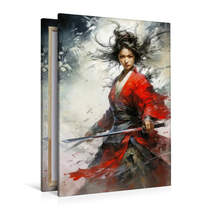 Premium Textil-Leinwand Samurai, die dominierende Kämpferin