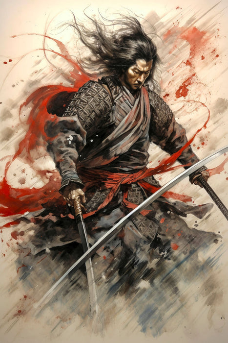 Premium Textil-Leinwand Der Samurai - der Verteidger seines Daiymos