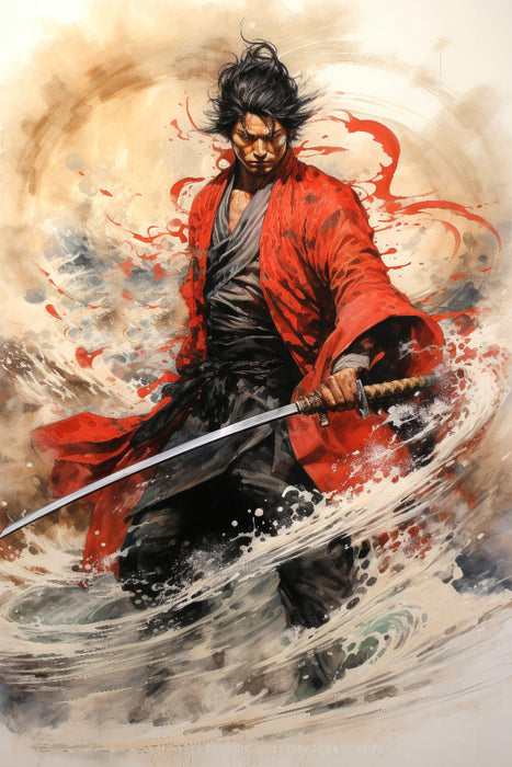 Premium Textil-Leinwand Der Samurai - ein professioneller Kämpfer